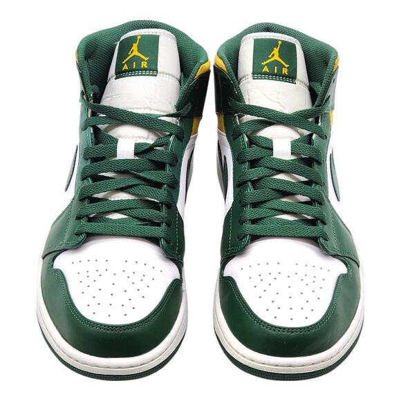 Nike Air Jordan 1 Mid 554724-371 Leather Sneakers Noble Green US 11 - New - Picture 4 of 12